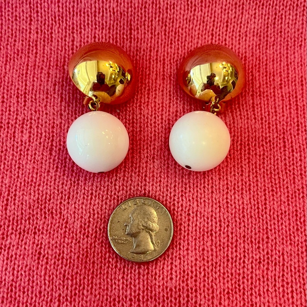 Vintage Gold and White Statement Earrings - Picture 13 of 16